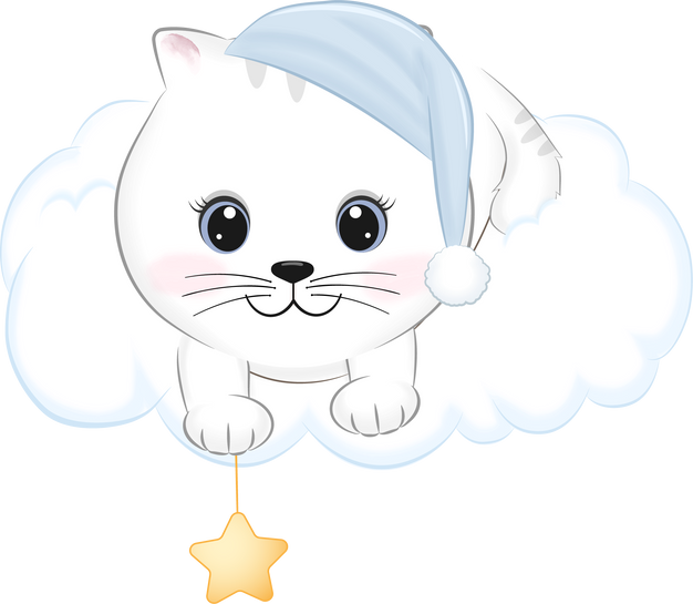 Cute Little Cat on the cloud